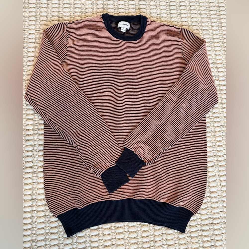Frank and Oak Striped Navy and Orange Men's Sweater